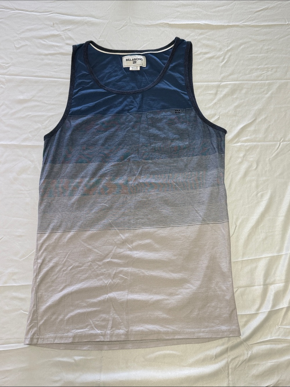 Billabong Men’s Navy and Gray Ombre Tank Top - Size Large